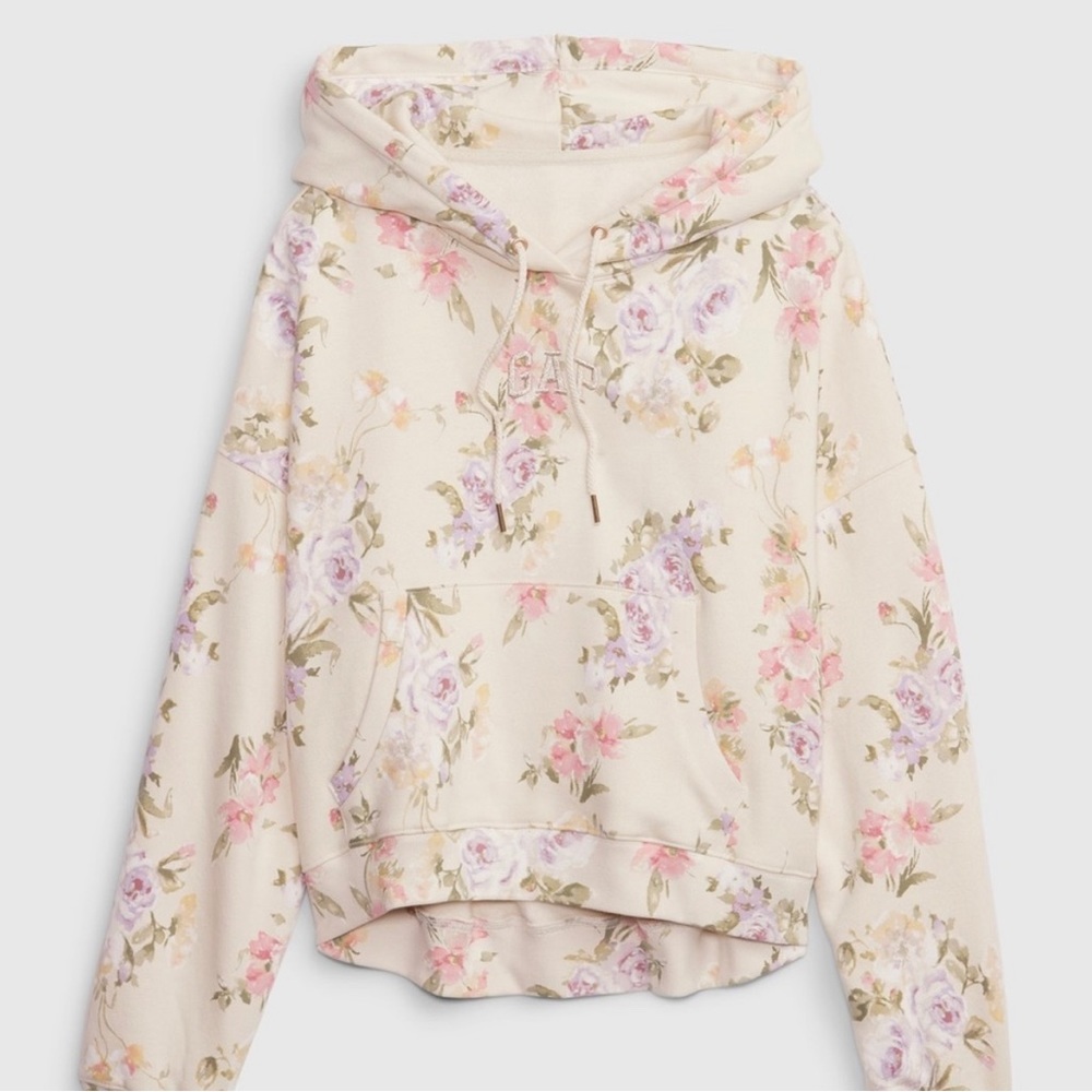 LoveShackFancy X Gap Floral Cropped Logo Hoodie